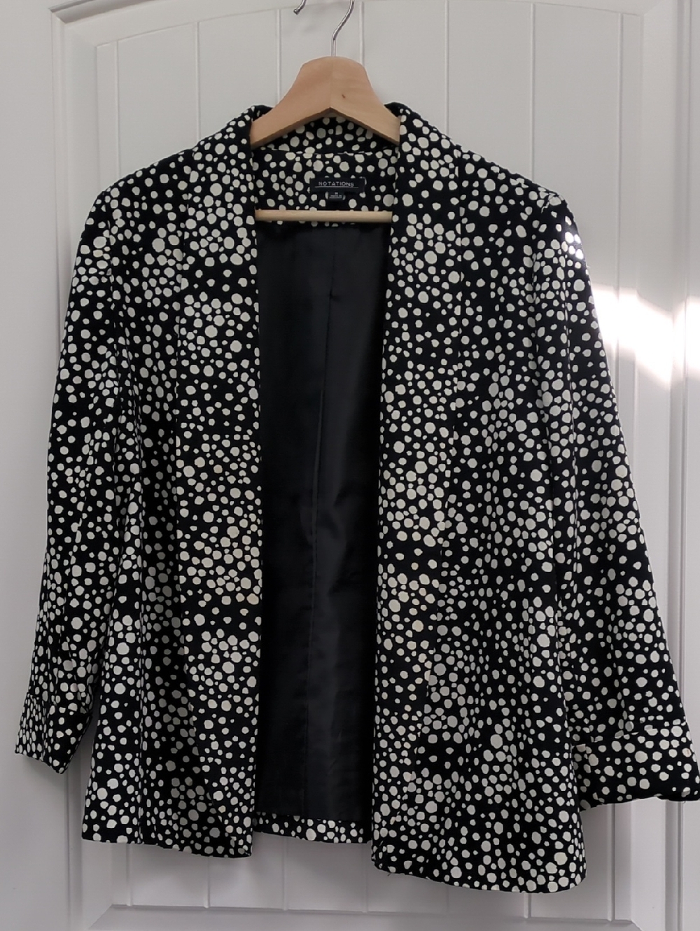 Notations Polka Dot Open-Front Women's Jacket - Black & Off White
